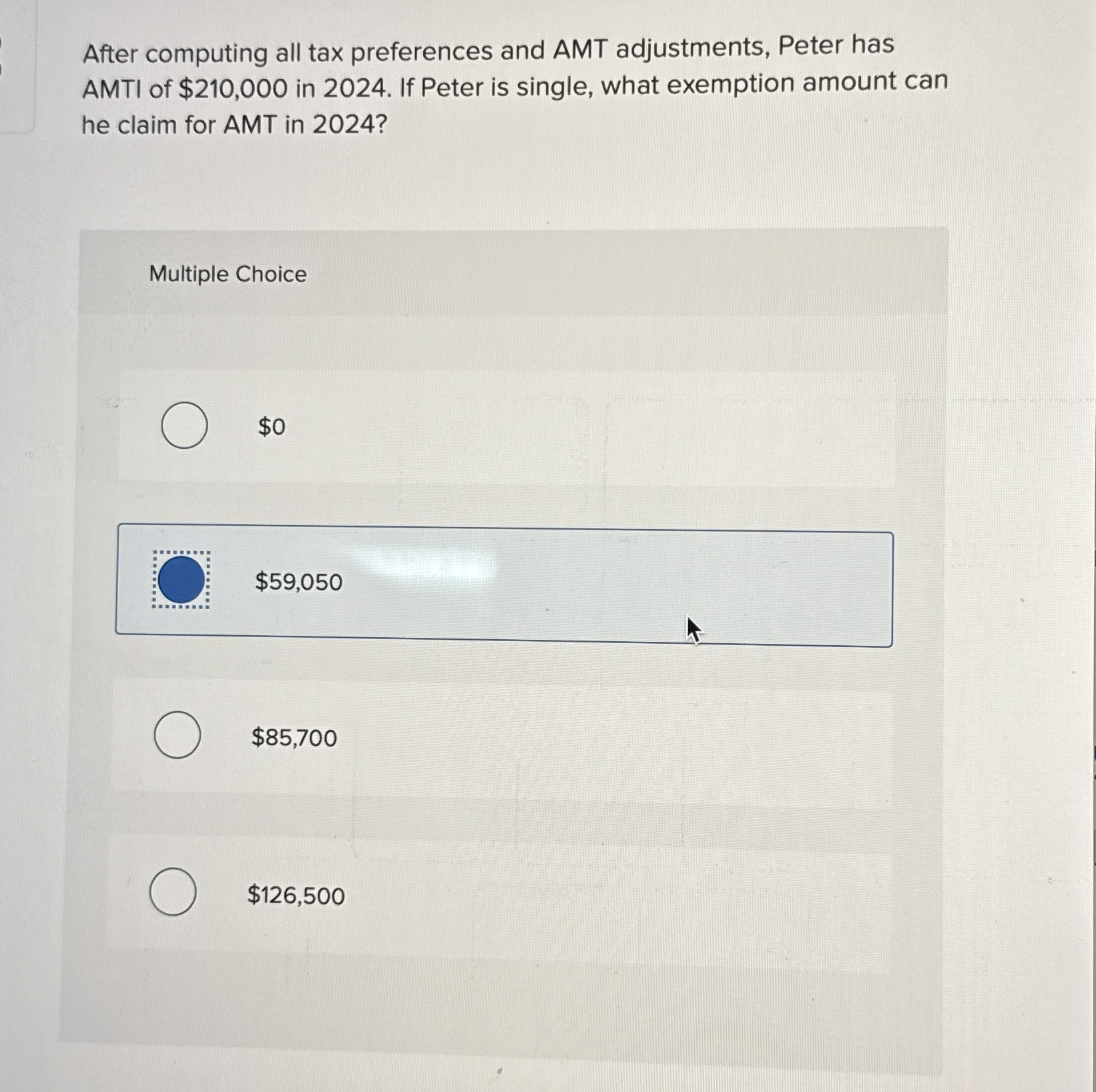 After computing all tax preferences and AMT