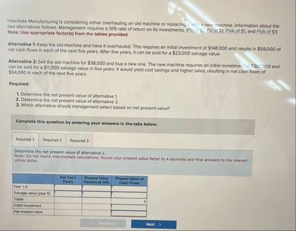 Inferstate Manufocturing is considering either