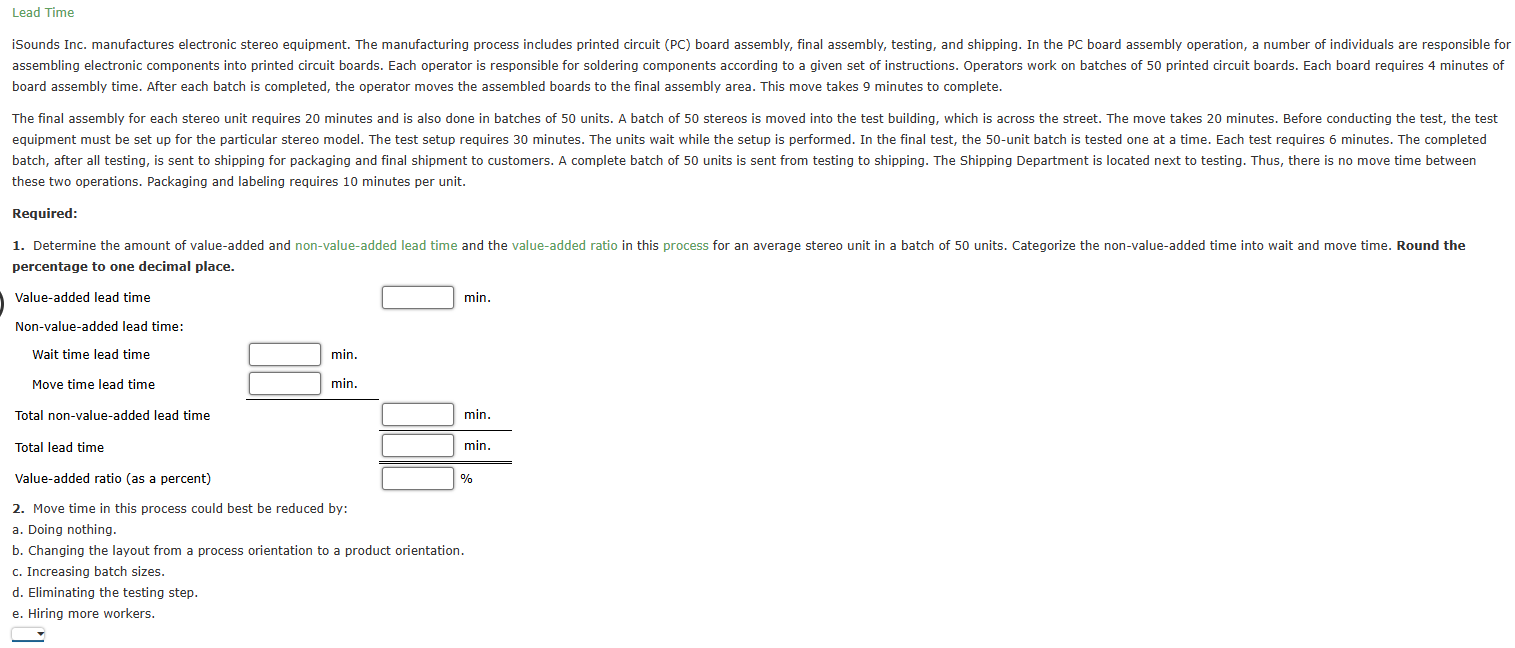 Lead Time board assembly time. After each batch