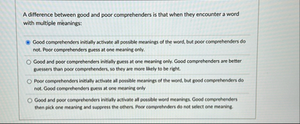 A difference between good and poor comprehenders