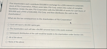Five shareholders each contribute $ 1 0 , 0 0 0