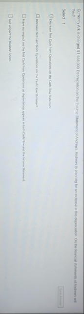 this? Select: 1 Decrease Net Cash from Operations