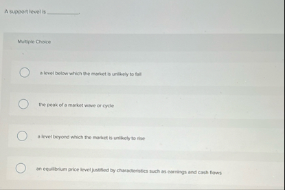 A support level is Mutiple Cholce alevel below