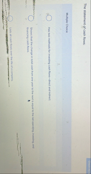 The statement of cash flows: Multiple Choice Has