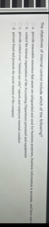 The objectives of internal control include which