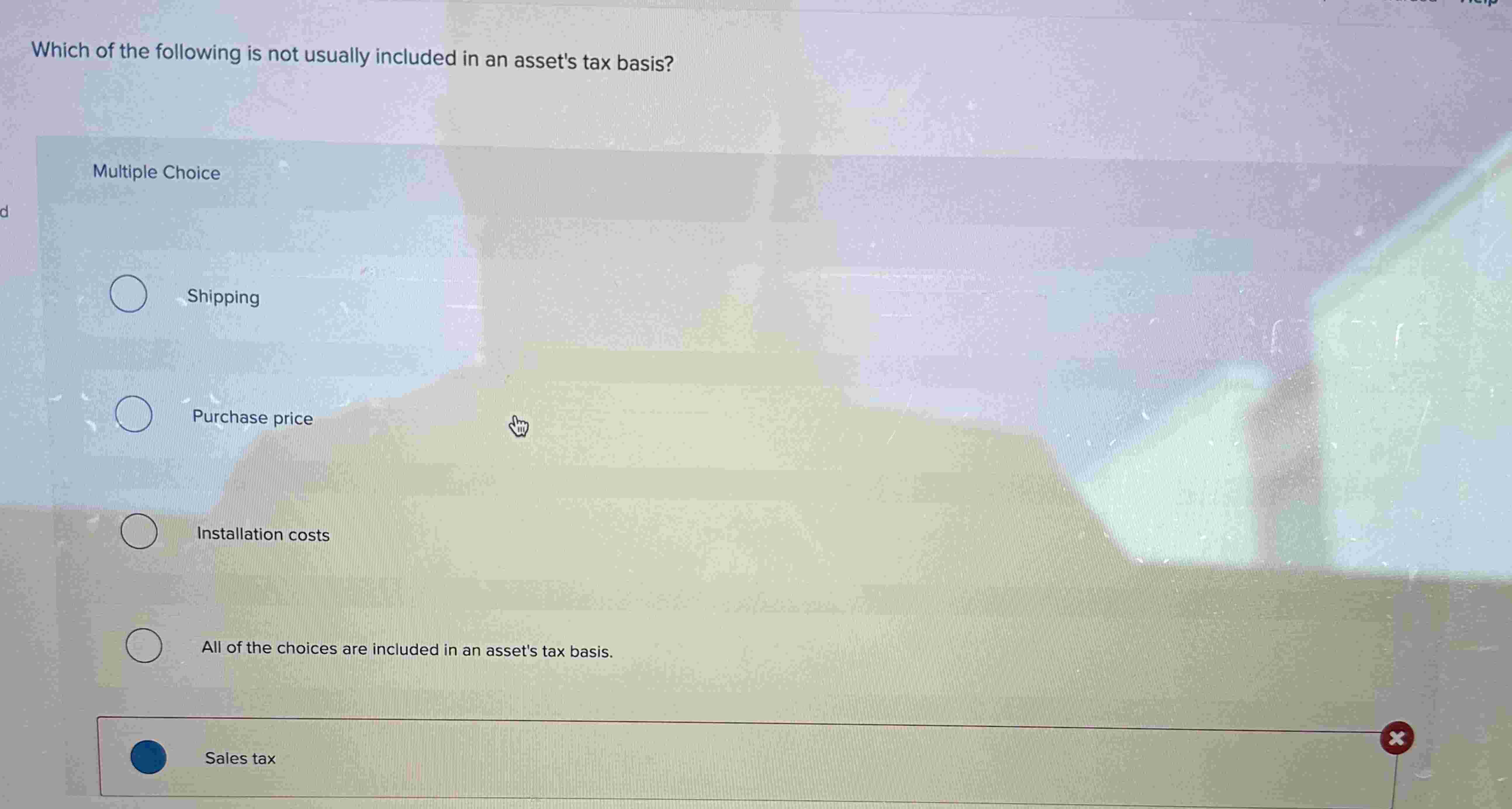 Which of the following is not usually included in