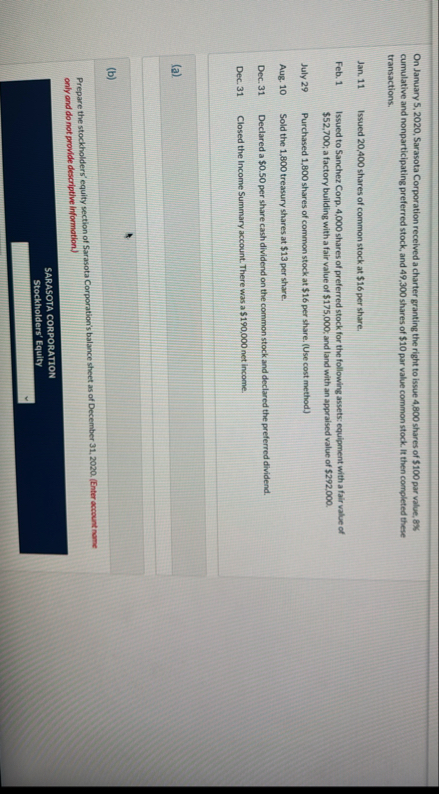 On January 5 , 2 0 2 0 , Sarasota Corporation