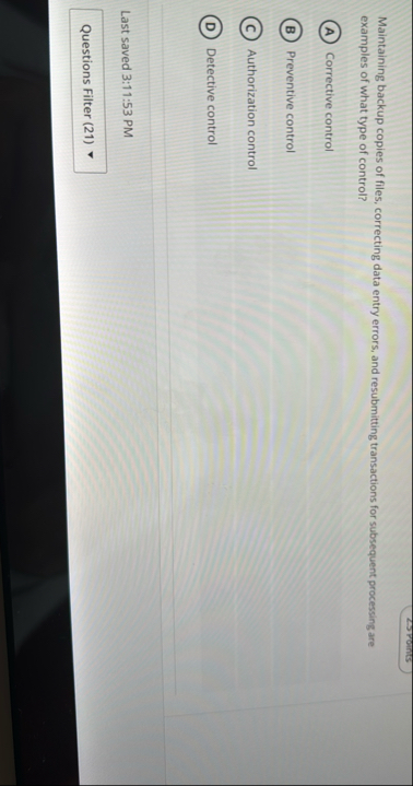 2 5 POInts Maintaining backup copies of files,
