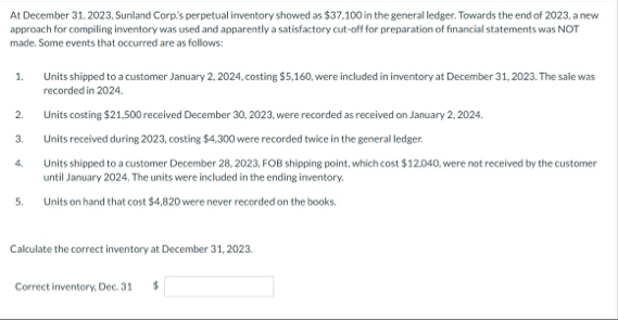 At December 3 1 , 2 0 2 3 , Sunland Corp's