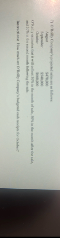 O'Reilly Company's projected sales are as fallowx