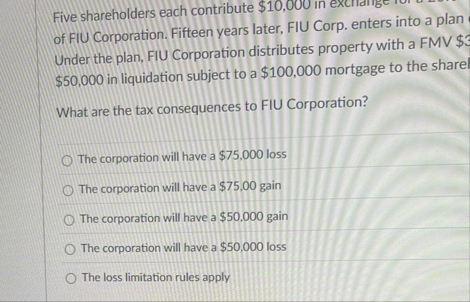 Five shareholders each contribute $ 1 0 , 0 0 0