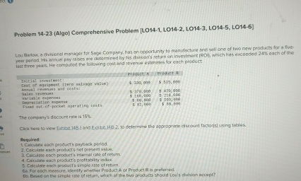 Problem 1 4 - 2 3 ( Algo ) Comprehensive Problem