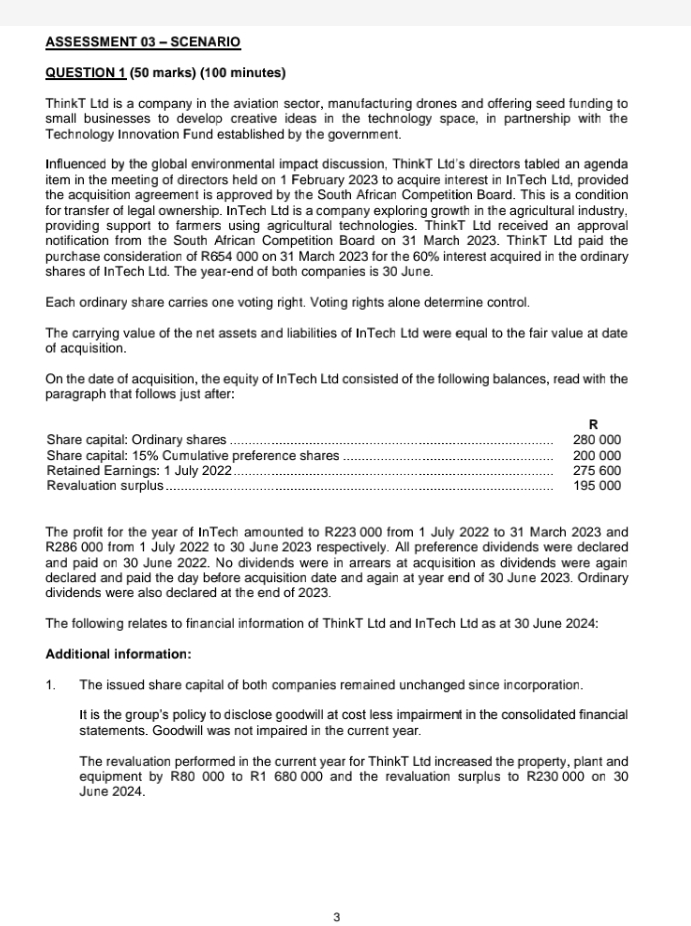 ASSESSMENT 0 3 - SCENARIO QUESTION 1 ( 5 0 marks