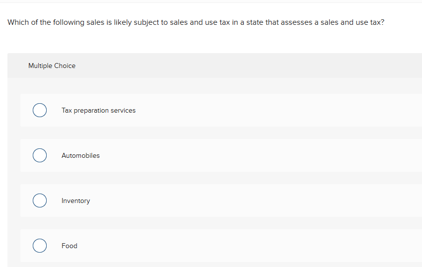 Which of the following sales is likely subject to
