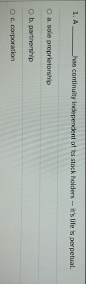 A has continuity independent of its stock holders