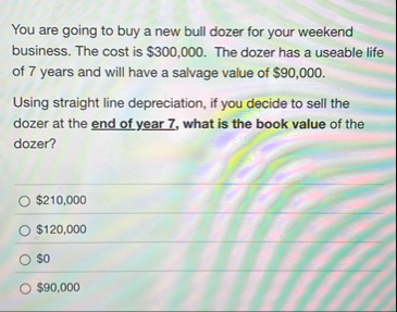 You are going to buy a new bull dozer for your