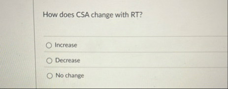 How does CSA change with RT ? Increase Decrease