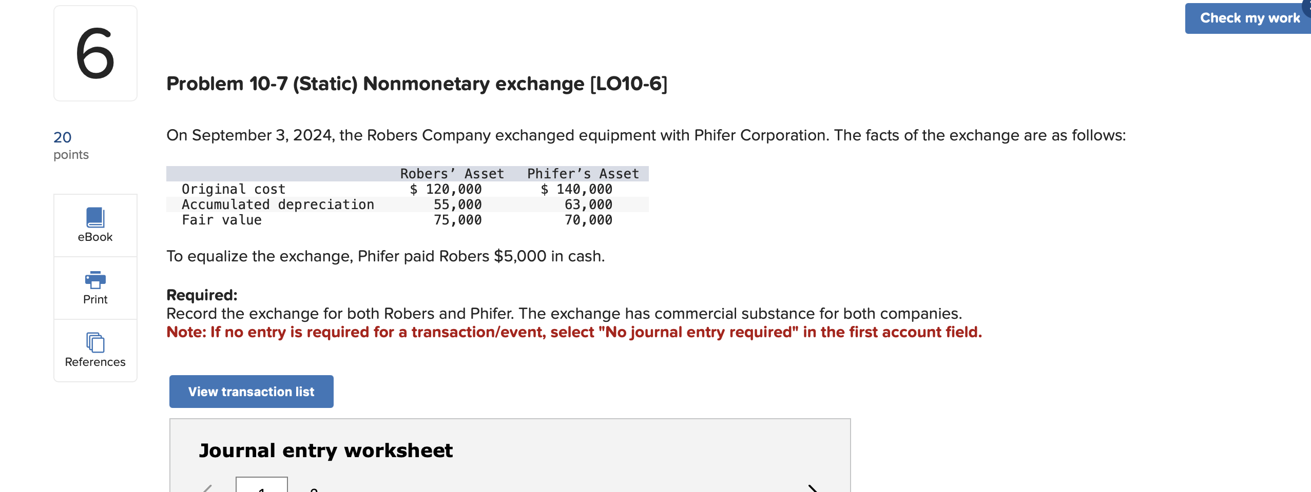 Problem 1 0 - 7 ( Static ) Nonmonetary exchange [
