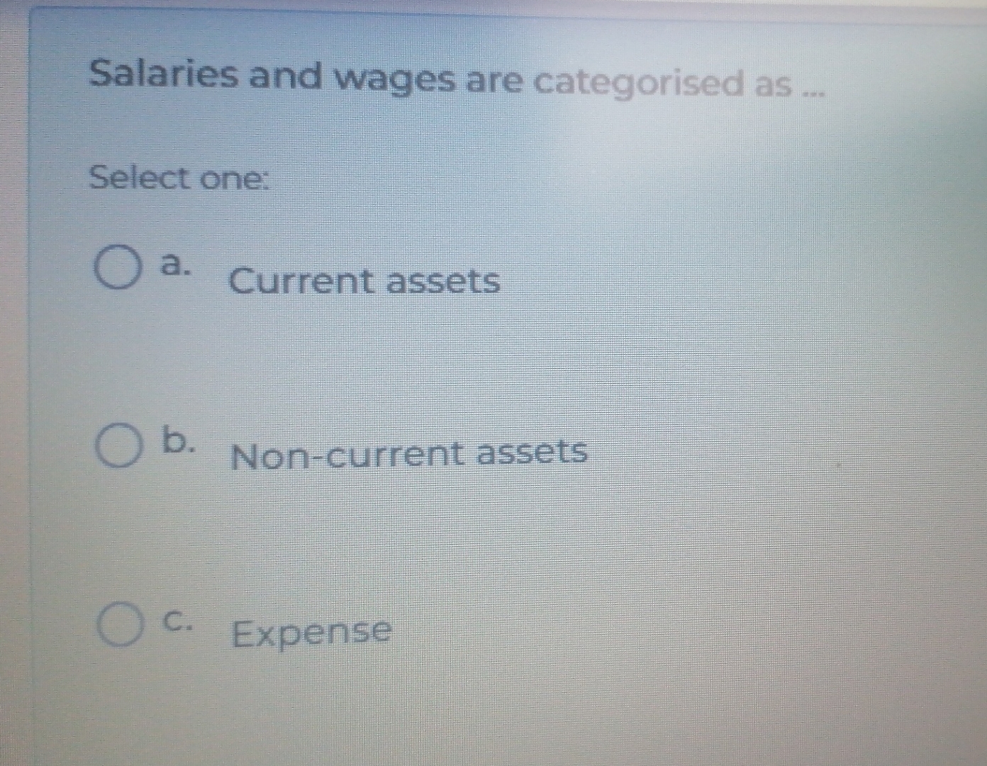 Salaries and wages are categorised as . . .