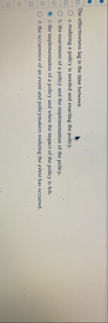 The effectiveness lag is the time between a .