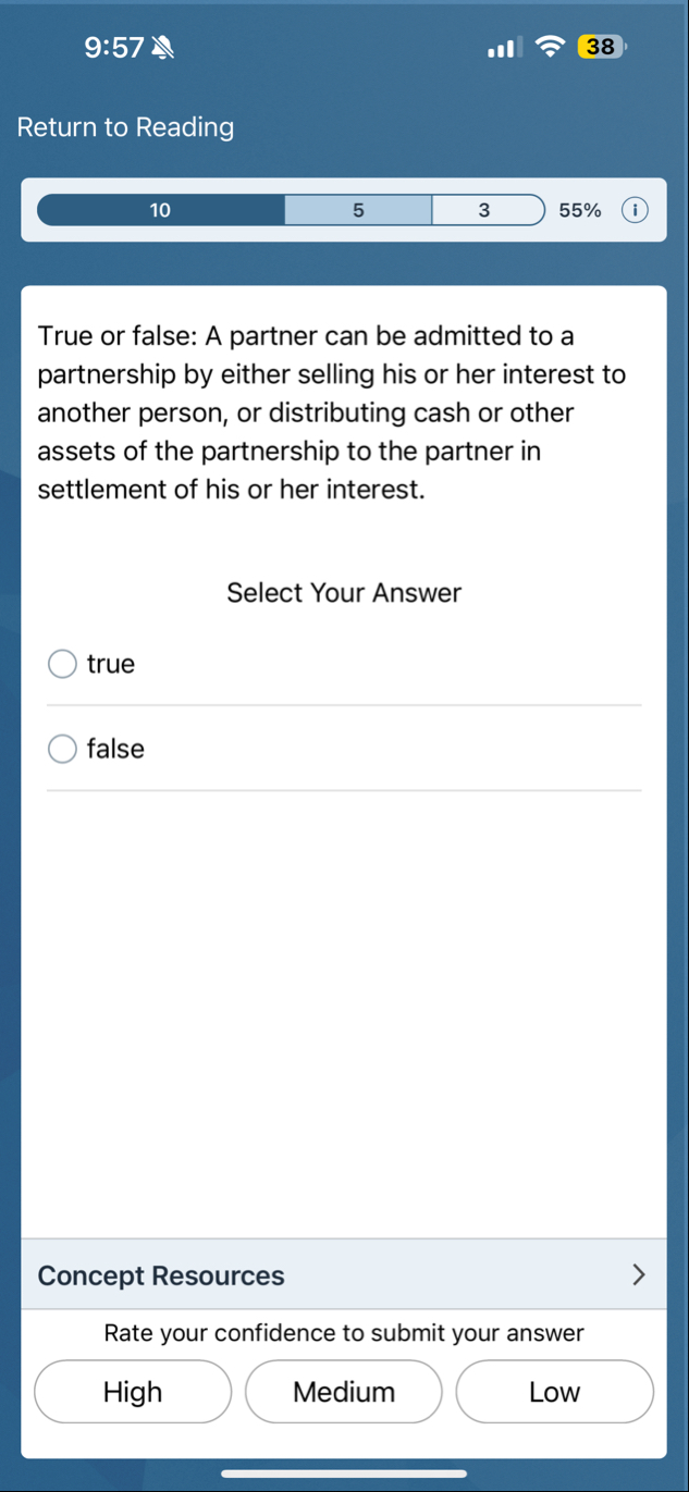 9 : 5 7 3 8 Return to Reading 1 0 5 3 5 5 % True