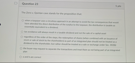 Question 2 3 1 pts The Zens v . Quinlan case