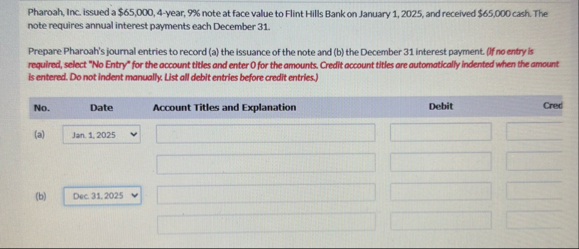 Pharoah, Inc. issued a $ 6 5 , 0 0 0 , 4 - year,