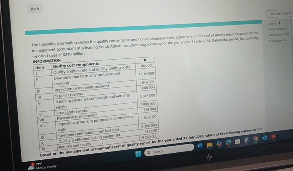 Back Time 0 . 4 9 5 3 The following information