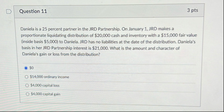 Question 1 1 3 pts Daniela is a 2 5 percent