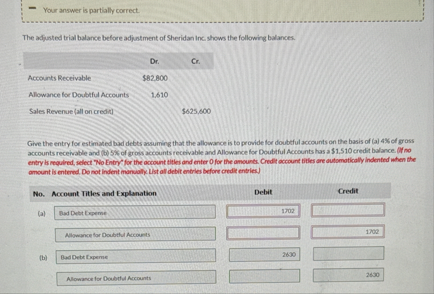 Your answer is partially correct. The adjusted