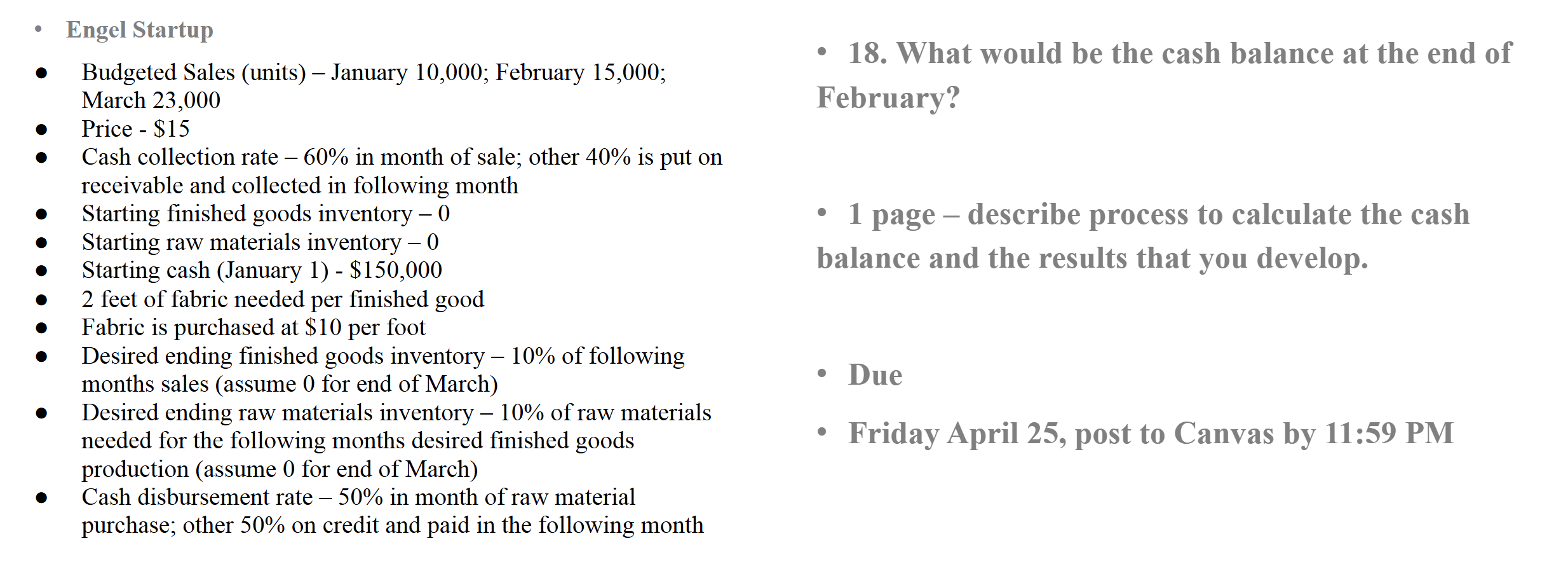 - Engel Startup - Budgeted Sales ( units ) -