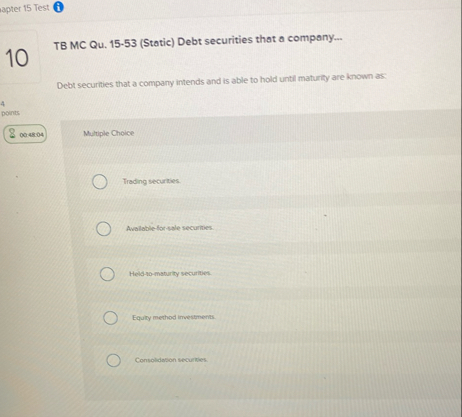 apter 1 5 Test ( i ) TB MC Qu . 1 5 - 5 3 (