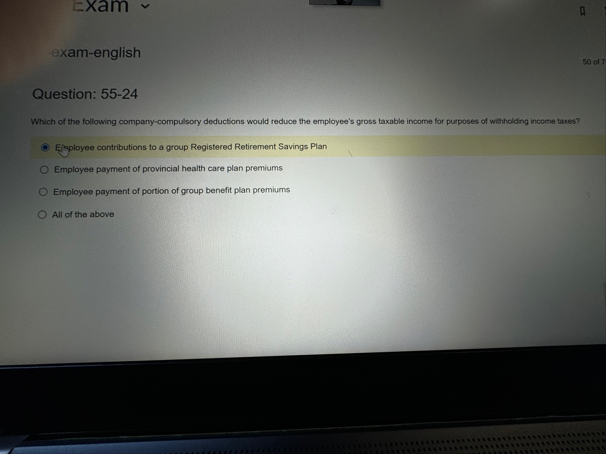 exam - english 5 0 of 7 Question: 5 5 - 2 4 Which