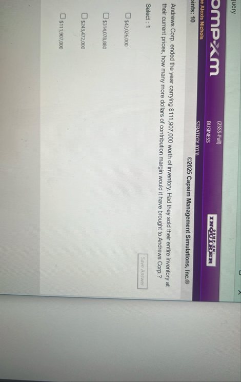 query omp * rm ( 2 5 SS - Full ) BUSINESS INequix