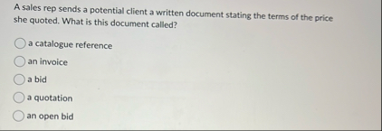 A sales rep sends a potential client a written