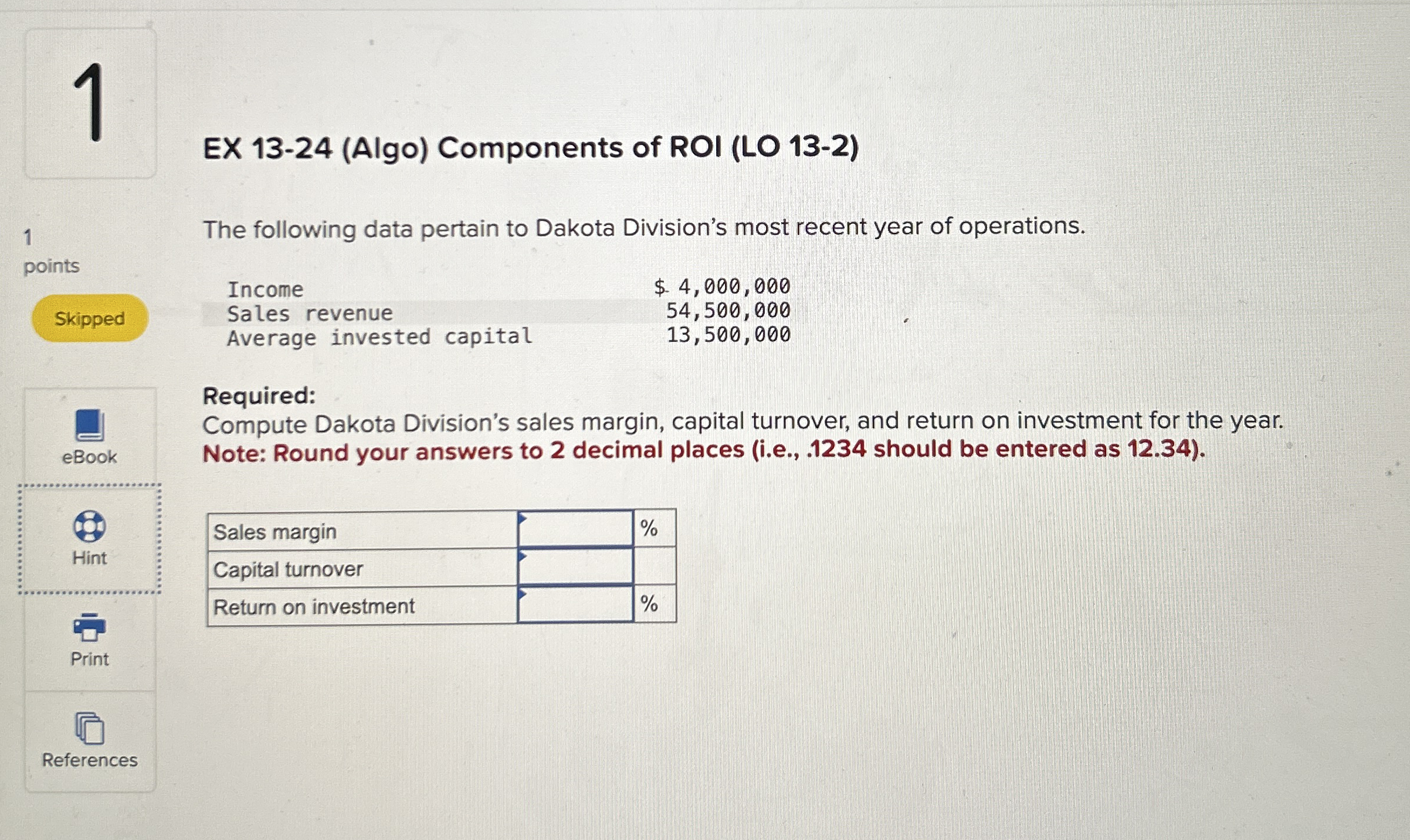 1 EX 1 3 - 2 4 ( Algo ) Components of ROI ( LO 1