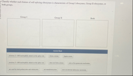 Classify wheber each feature of self - splicing