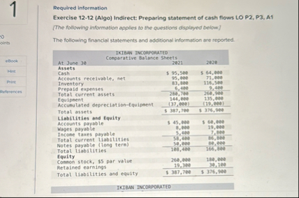 1 Required information Exerclse 1 2 - 1 2 ( Algo