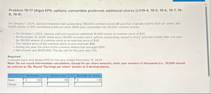 Problem 1 9 - 1 7 ( Algo ) EPS; options;