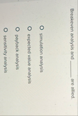 Breakeven analysis and are allied. simulation