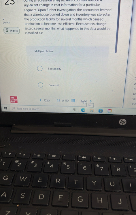 significant change in cost information for a