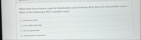 While there are no known cause for Amyotrophic
