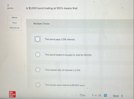 2 points A $ 1 , 0 0 0 bond trading at 1 0 2 1 2
