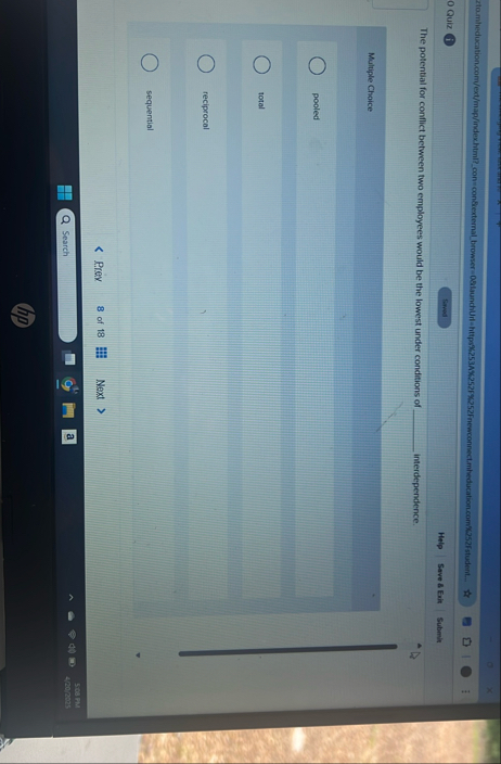 OQuiz The potential for conflict between two