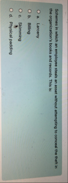 Schemes in which an employee steals an asset