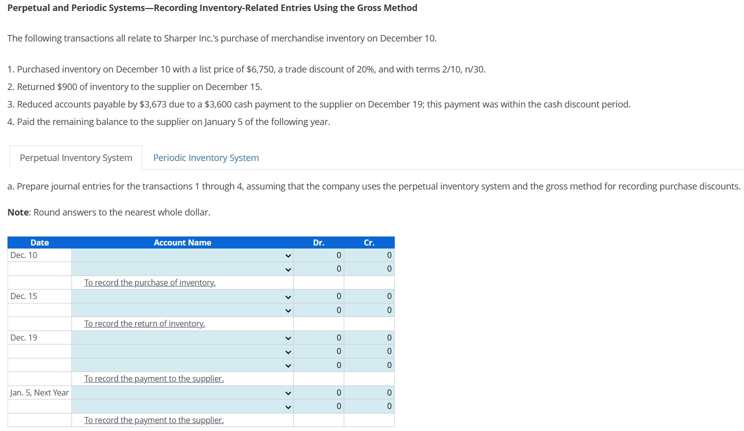 * The LIST of ACCOUNTS is the same for both ( the