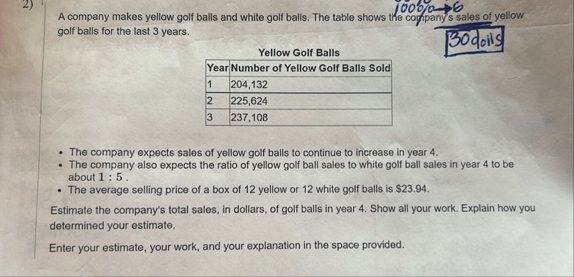 A company makes yellow golf balls and white golf