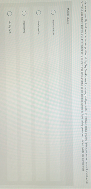 Hana was recently fired from her server position