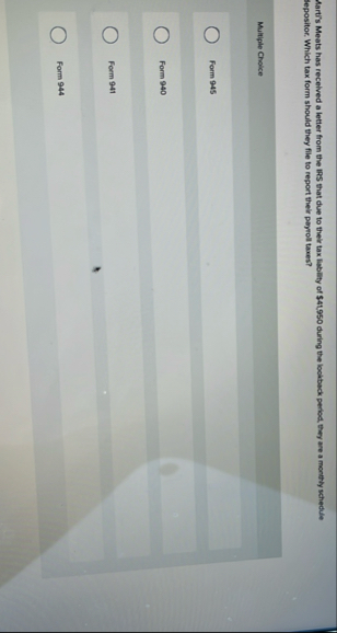 Aart's Meats has received a letter from the IRS