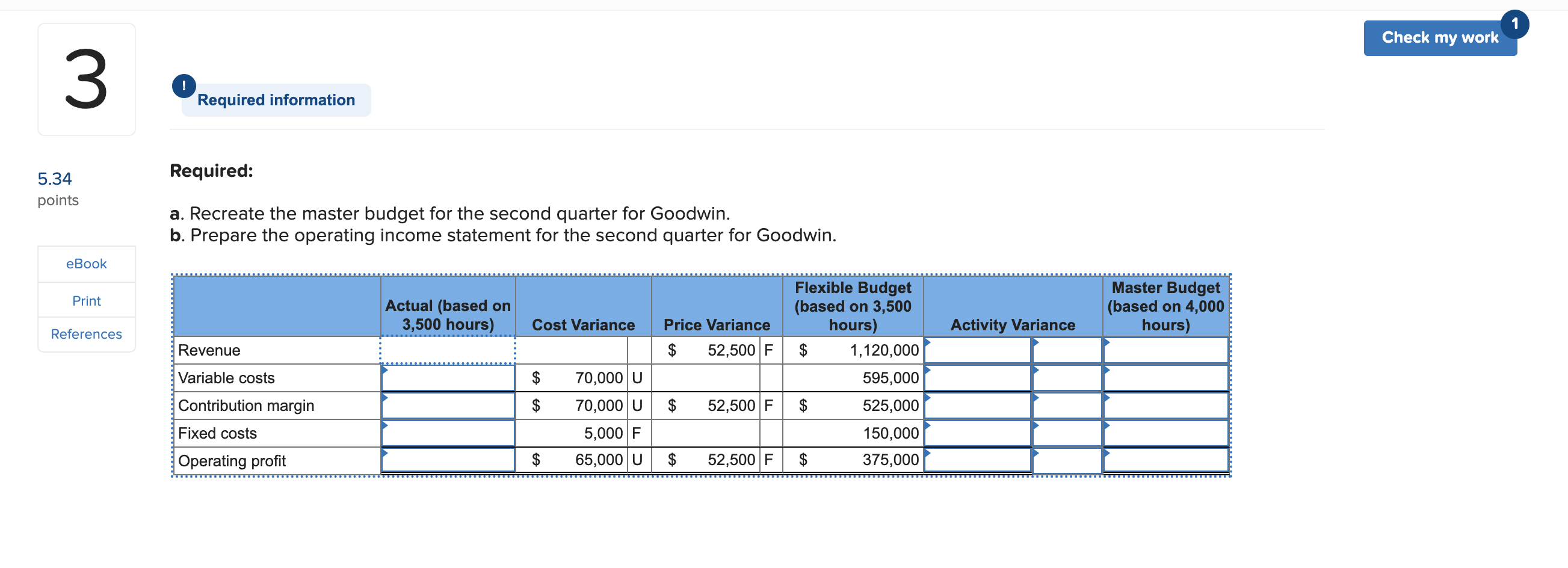 Problem 1 7 - 6 4 ( Static ) Variances and